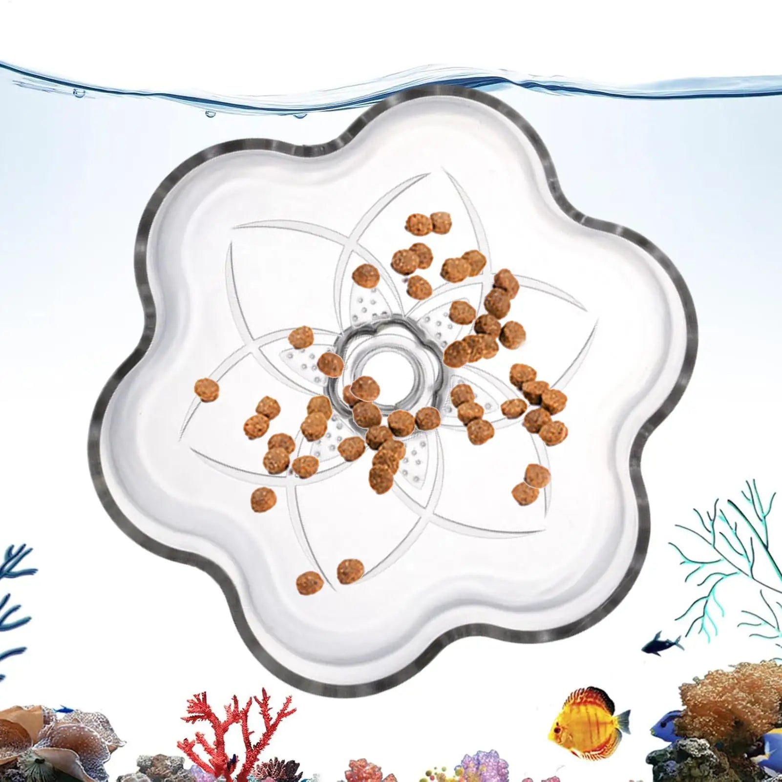 Fish Tank Feeder Aquarium Clear Dish Tray Shrimp Suction Cup Flower Shaped Shrimp Bowl Feeder Tube for Fish Tank Feeder Tray Zpaxo