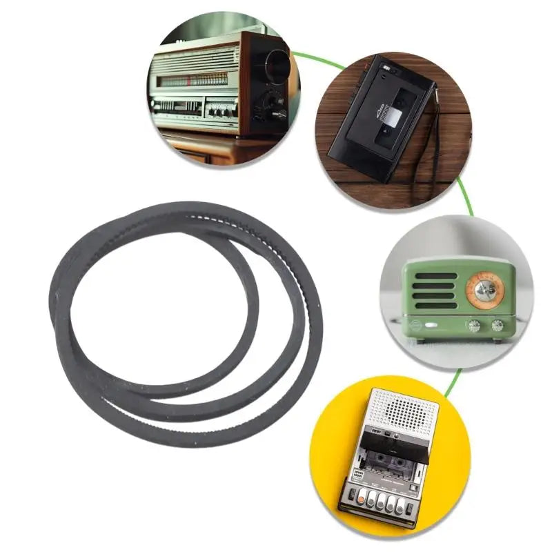 652F 30- Folded Length Square Rubber Belts Disc Recorders Portable Zpaxo