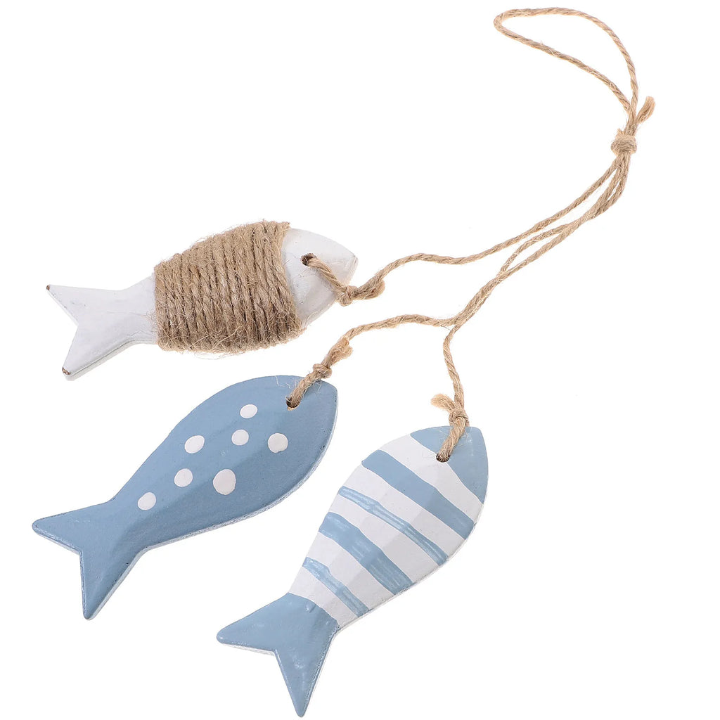 Eco Friendly Wooden Fish Hanging Ornament Festive Home Decor