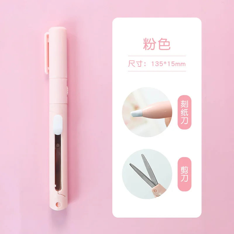 2 In 1 Mini Engraving Knife DIY Scrapbook Cutting Accessories School Office Stationery Gear For Student Stationery Kit Supplies Zpaxo Pink