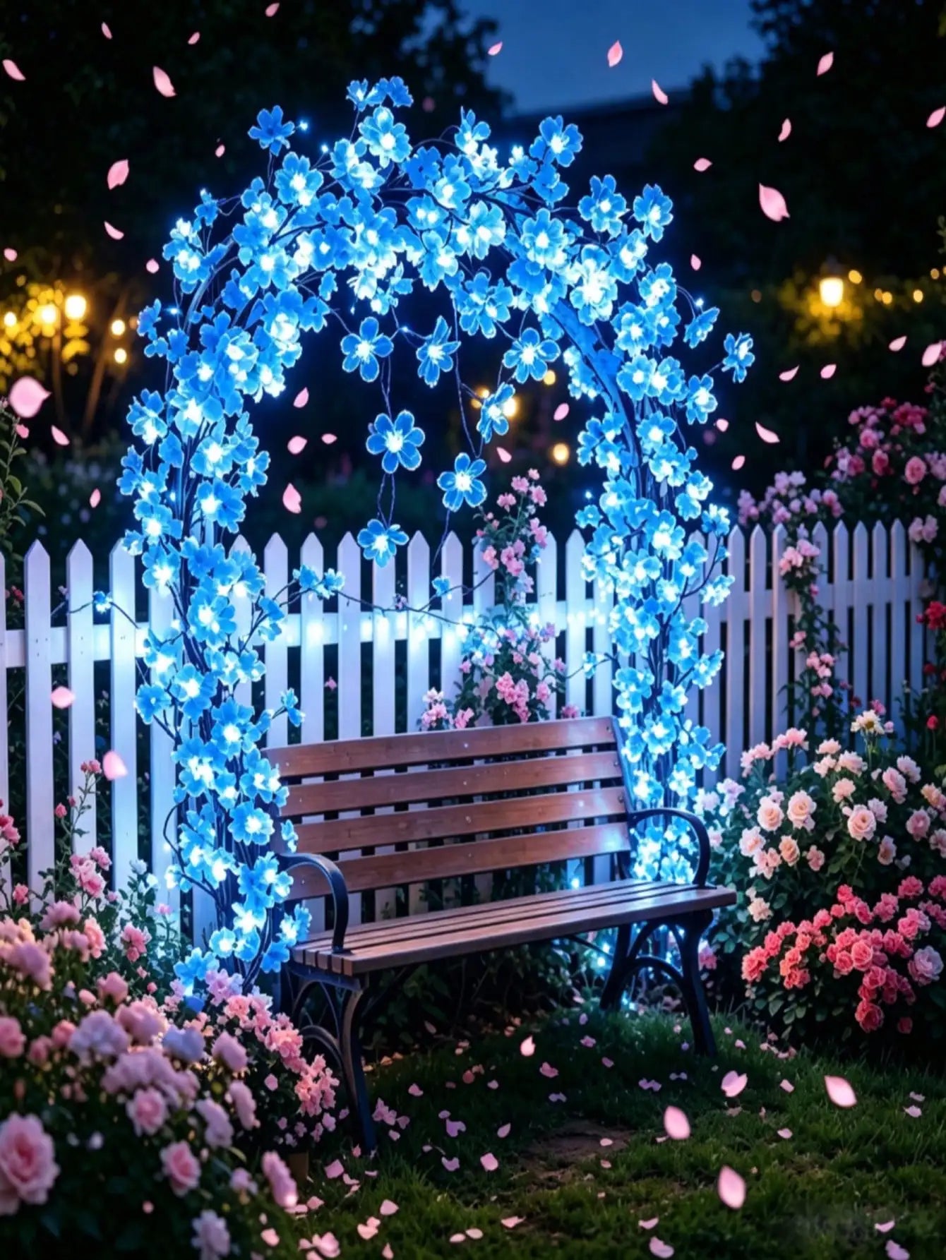 12m 7m 5m Solar-powered Cherry Blossom Outdoor Decorative String