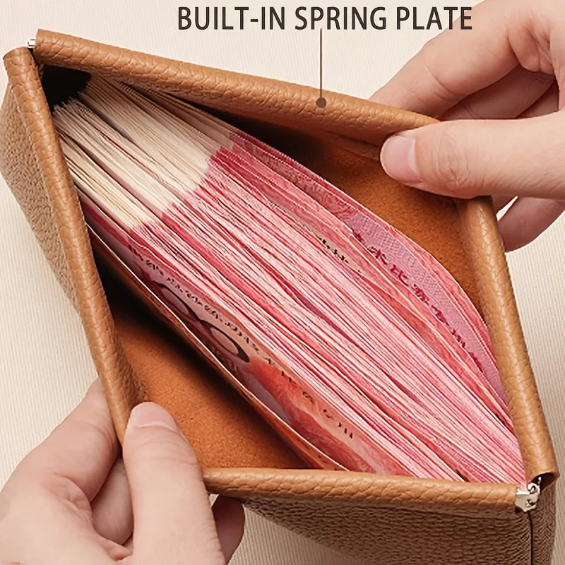 Automatic Sealing Vintage Wallet PU Leather Long Billfold Coin Pocket