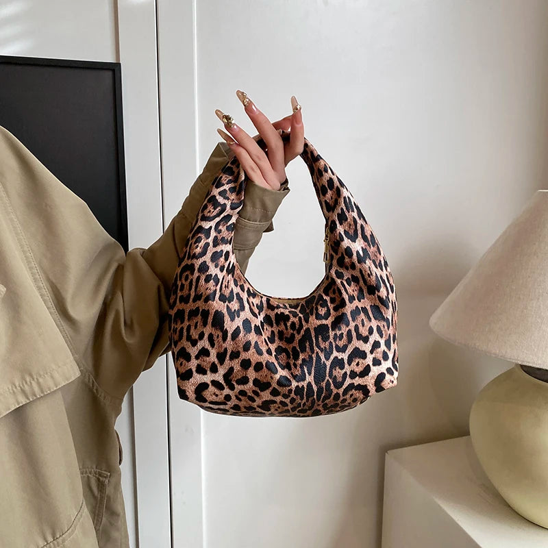 Women PU Leopard Fashion Shoulder Bag Large Capacity Circular