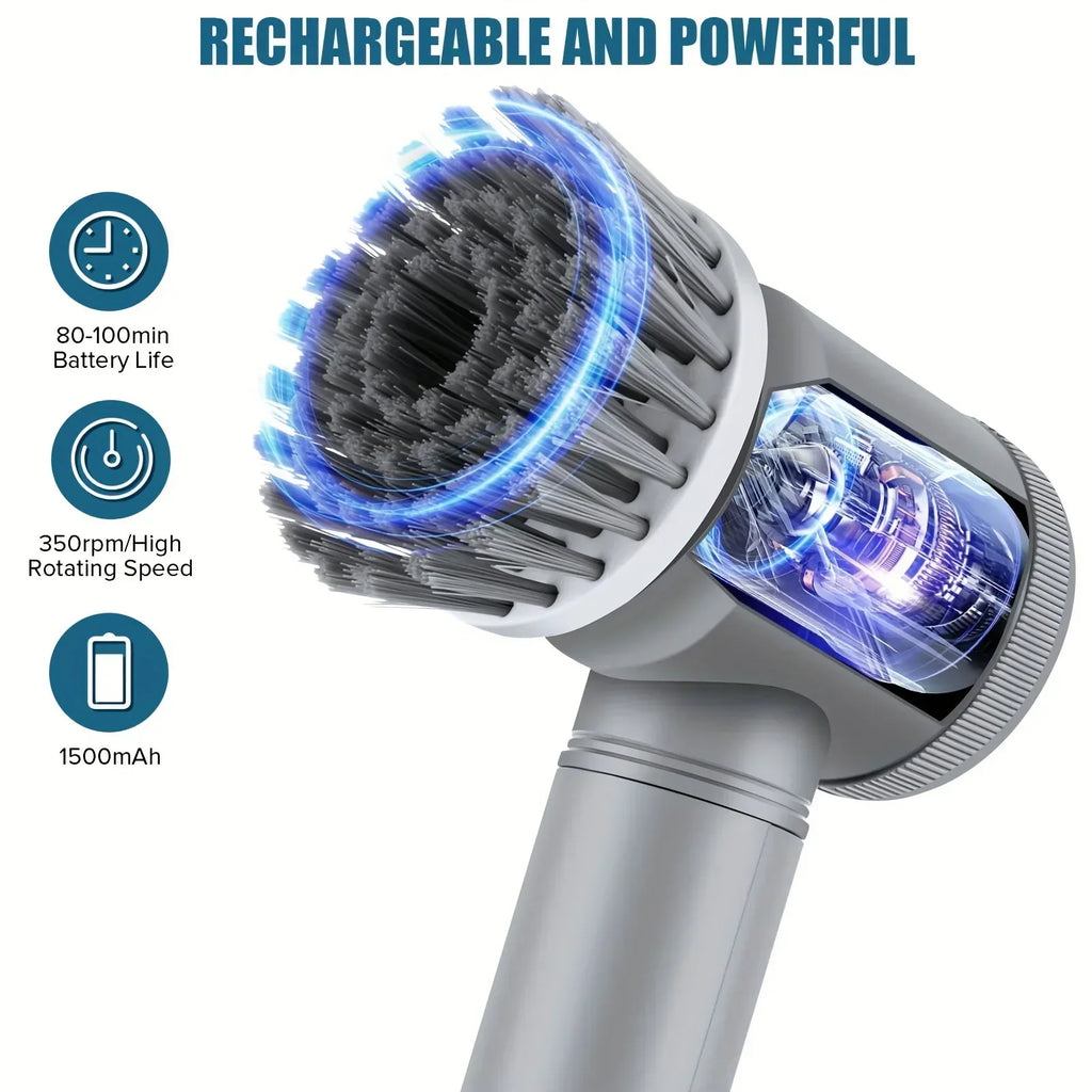 Electric Spin Scrubber Cordless 6 Replaceable Brush Heads Cleaning