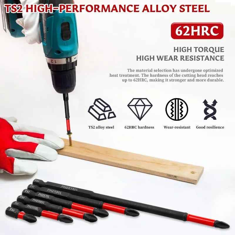 S2 Steel Magnetic Impact Drill Bit Set – 6 or 12 Piece