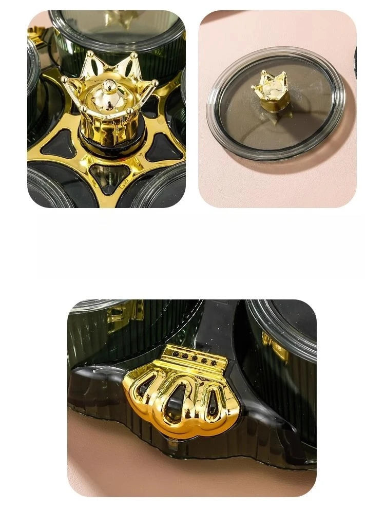 Rotating fruit tray living room household dust cover tea table snack tray dried fruit and nut tray candy box hospitality storage Zpaxo