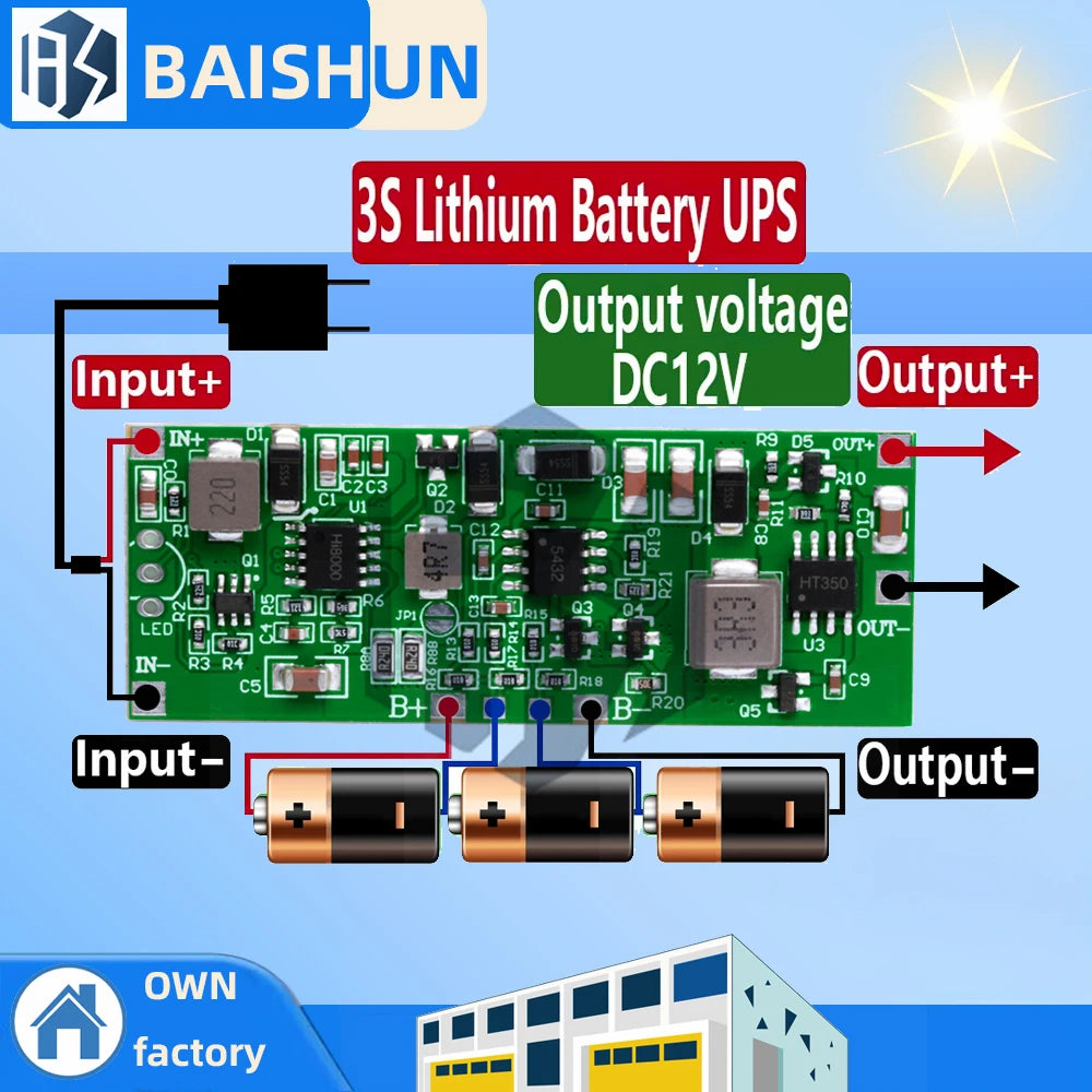 DC 12V 3A 24W 36W 3S Lithium Battery Pack UPS Module Charging Discharging Automatic Switching Uninterruptible Power Supply Board Zpaxo 3S 24W 36W 50pcs