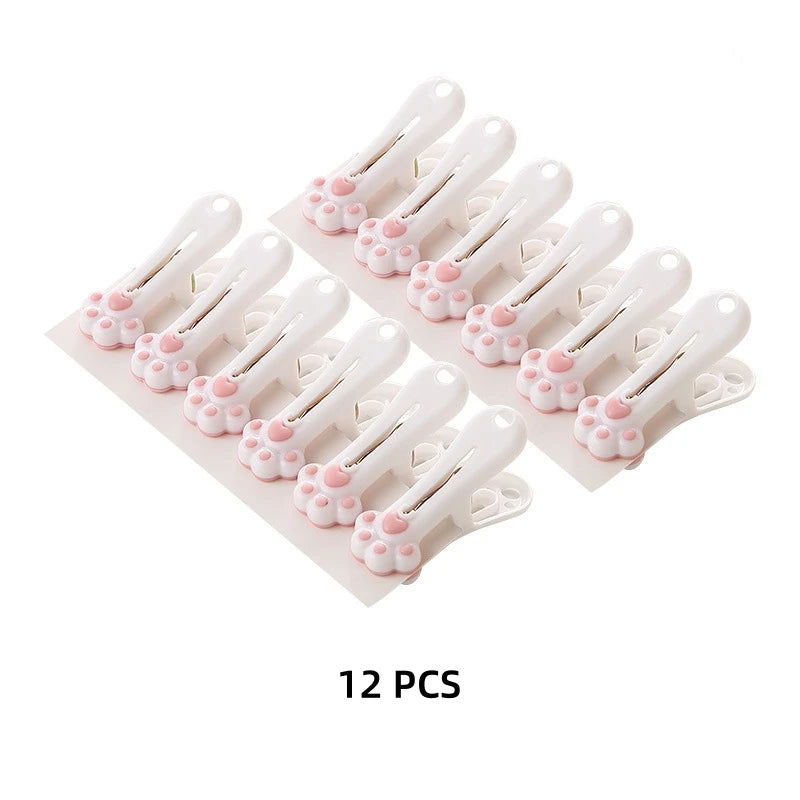 12-Pack Cat Paw Clothespins – Windproof Non-Slip Drying Clips