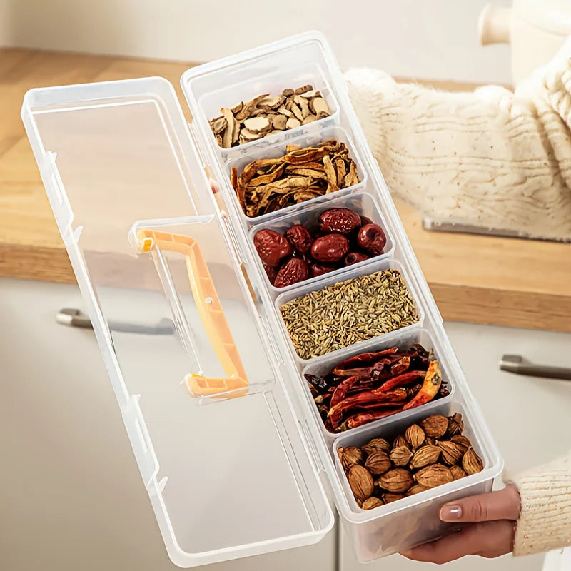 Spice Storage Containers Lids Stackable Divided Seasoning Box