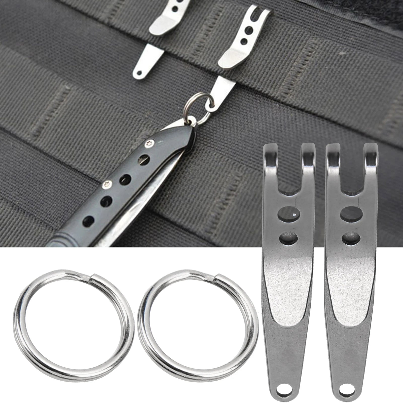 Mini Outdoor Belt Clip Stainless Steel Suspension Pocket Key Holder