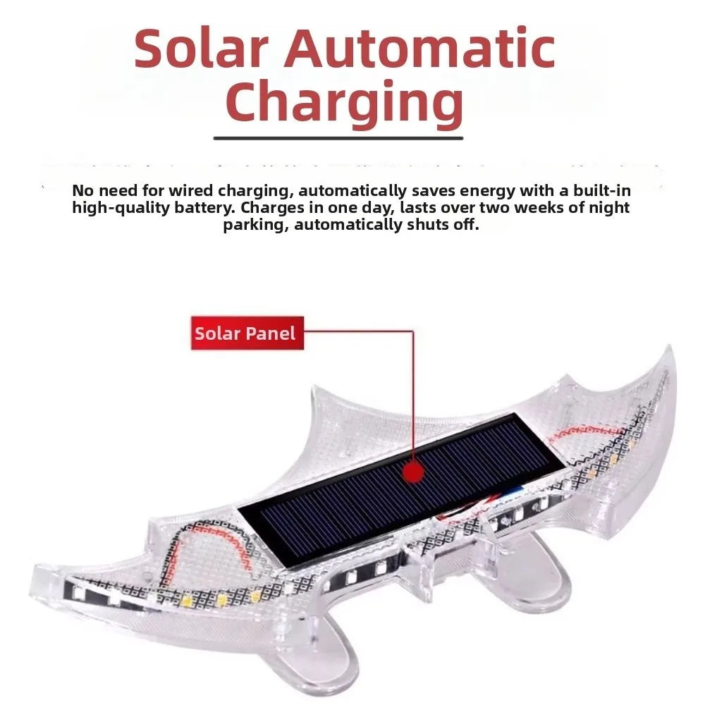 Bat-shaped Solar Car Tail Light Safety Waterproof Flashing Warning Zpaxo