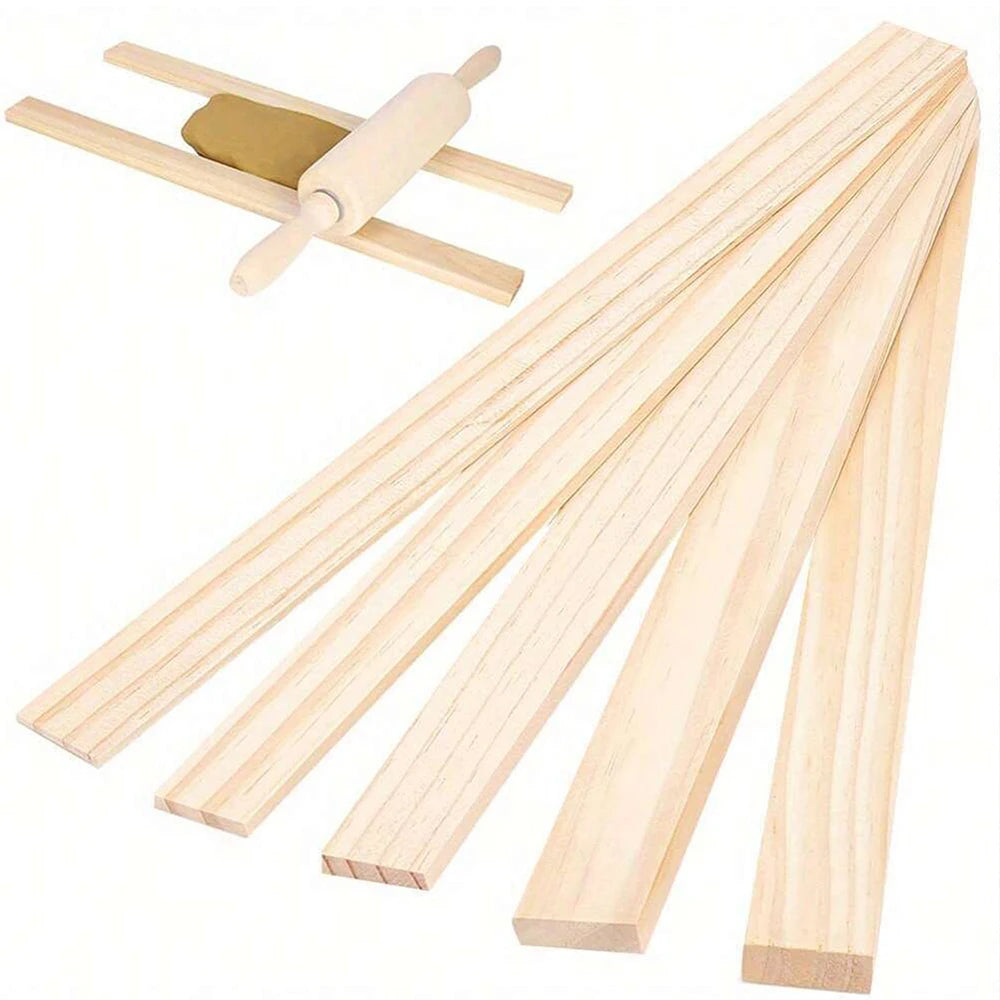 10Pcs Wooden Rolling Mud Teaching Roller Stick Guide Rolling Pin Guides Set Polymer Clay Pottery Tools for Polymer Thickness Zpaxo