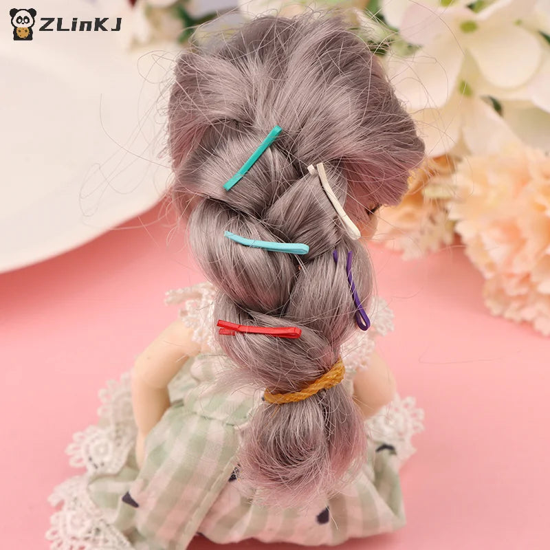 ▶Random 10Pcs 1.5cm Doll Miniature Hair Clip For Toys Hair Styling For 1/6 1/12 Doll Accessories Decorative Mini Hairpins Zpaxo