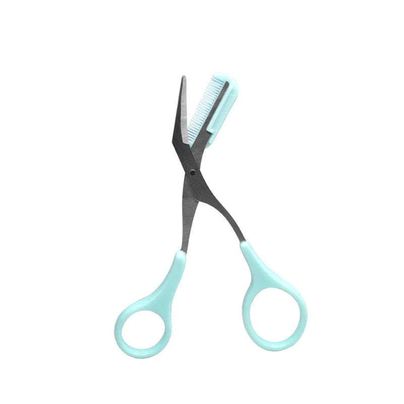Eyebrow Trimmer Scissor Beauty Products Stainless Steel Scissors Comb Zpaxo Blue
