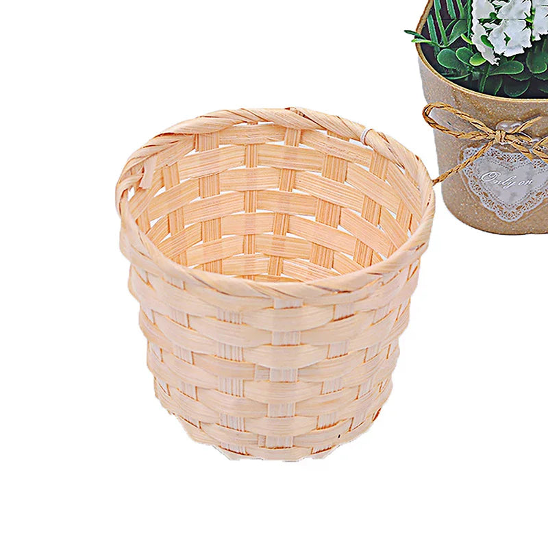 Rural Woven Baskets Bamboo Mini Desktop Storage Basket Portable Storage Baskets Fruit Arrangement Baskets Zpaxo