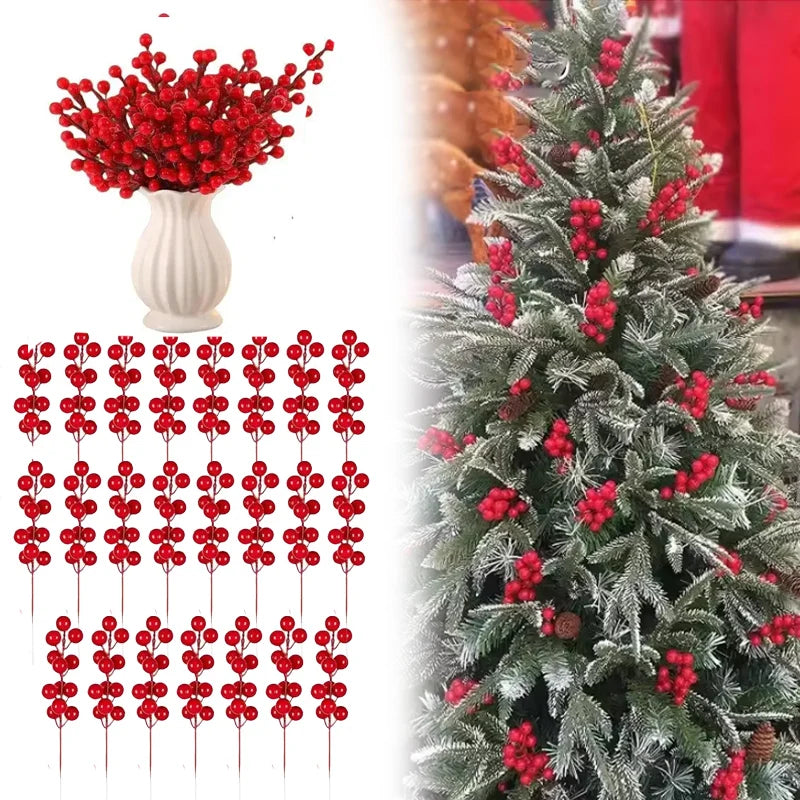 Artificial Berry Christmas Bouquet Realistic Red Branches Xmas Tree