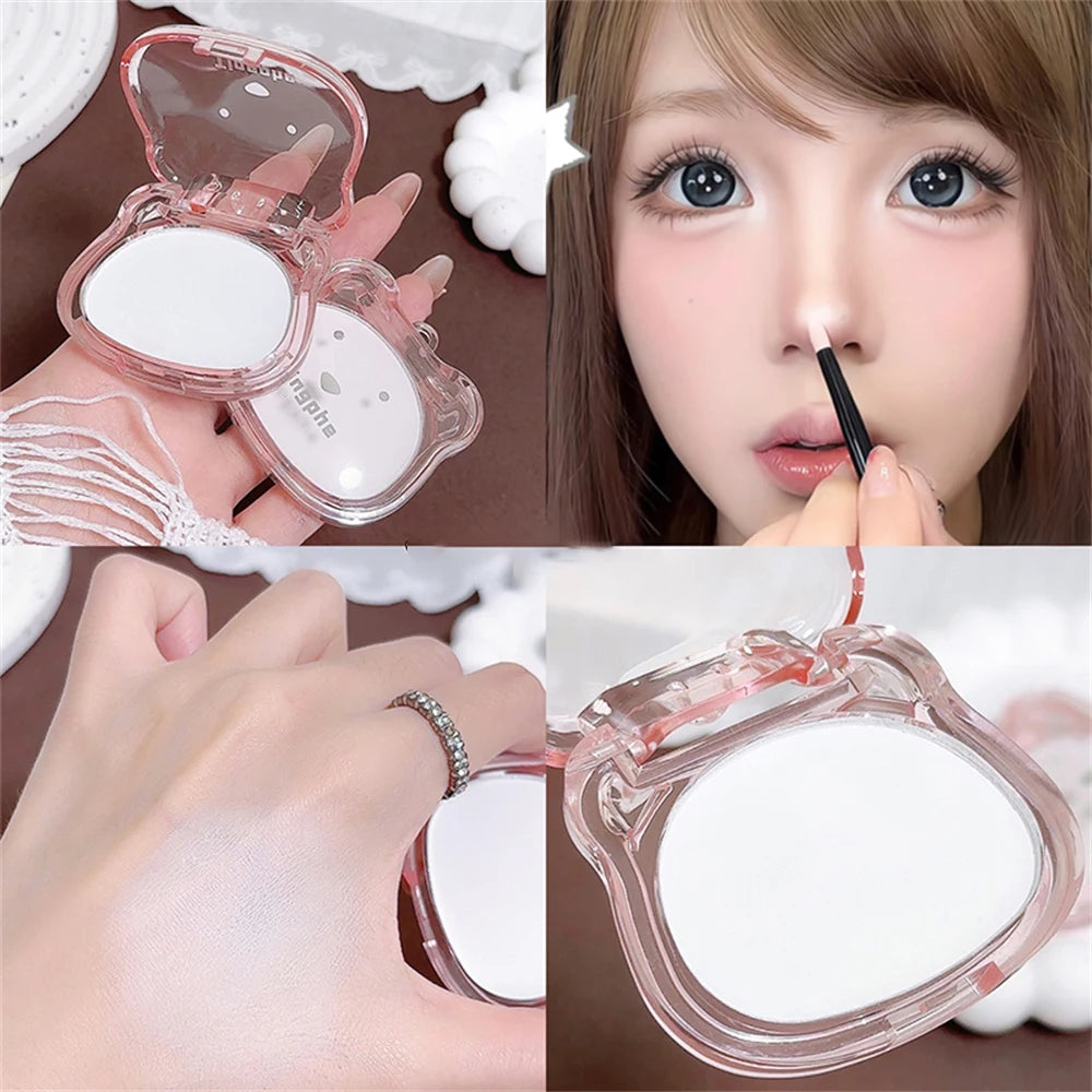 Lilac Purple Glitter Highlighter Eyeshadow Palette Soft Pearl for Face Contour White Eye Brighten Shadow Natural Glow Makeup Zpaxo 01 Matte White