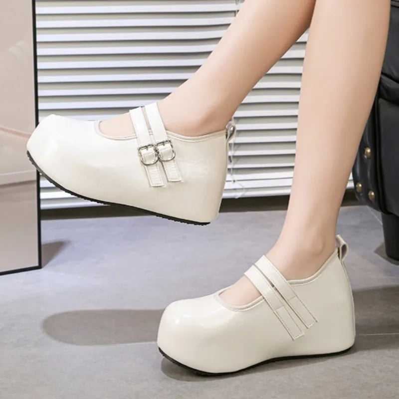 Women's Heels Single Shoes Fashion Hidden Heel Loafers Zpaxo