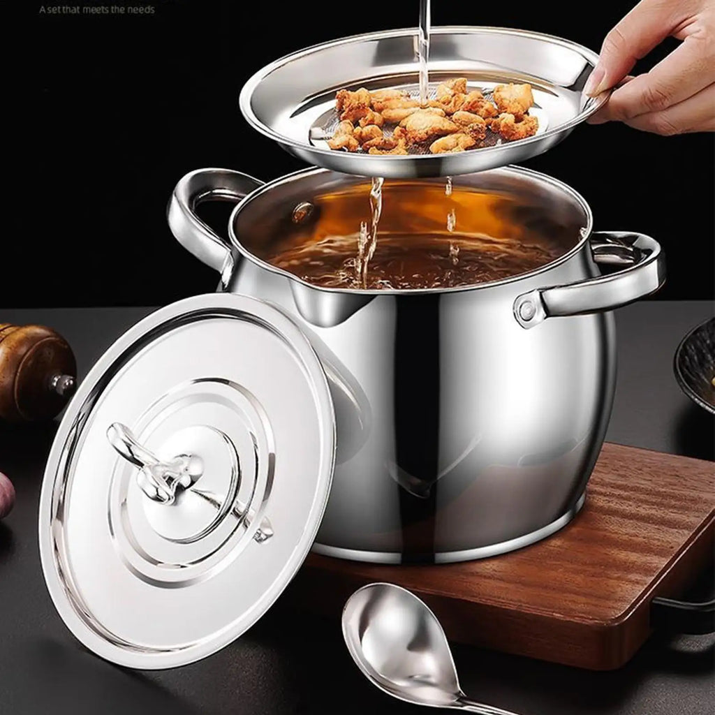 Stainless Steel Bacon Grease Container Fat Storage Canister Strainer