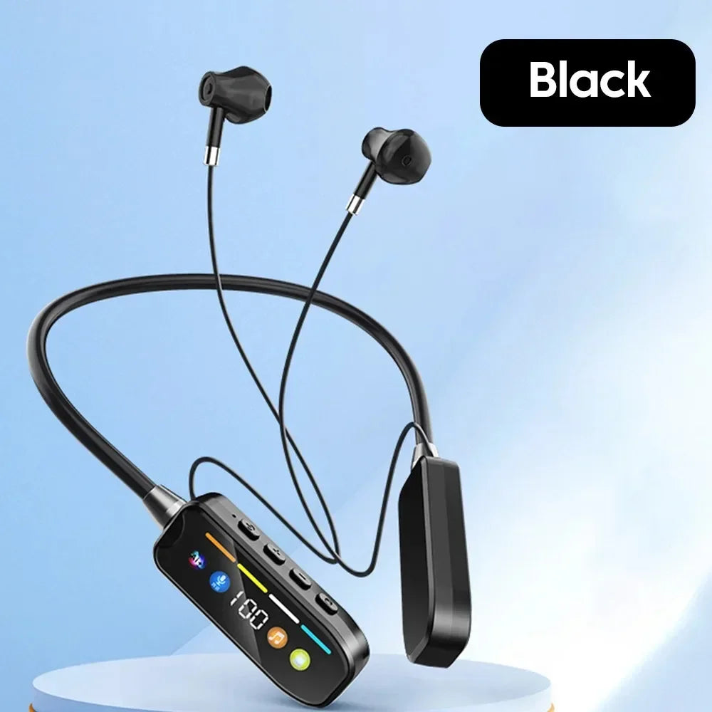 HD Screen Bluetooth 5 4 Headphones Neckband Earphones TWS Wireless