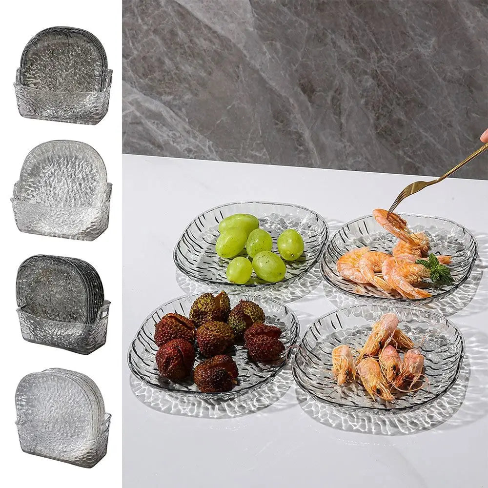 4+ Snack Plate Transparent Stand Glacier Design Fruits Nuts Party