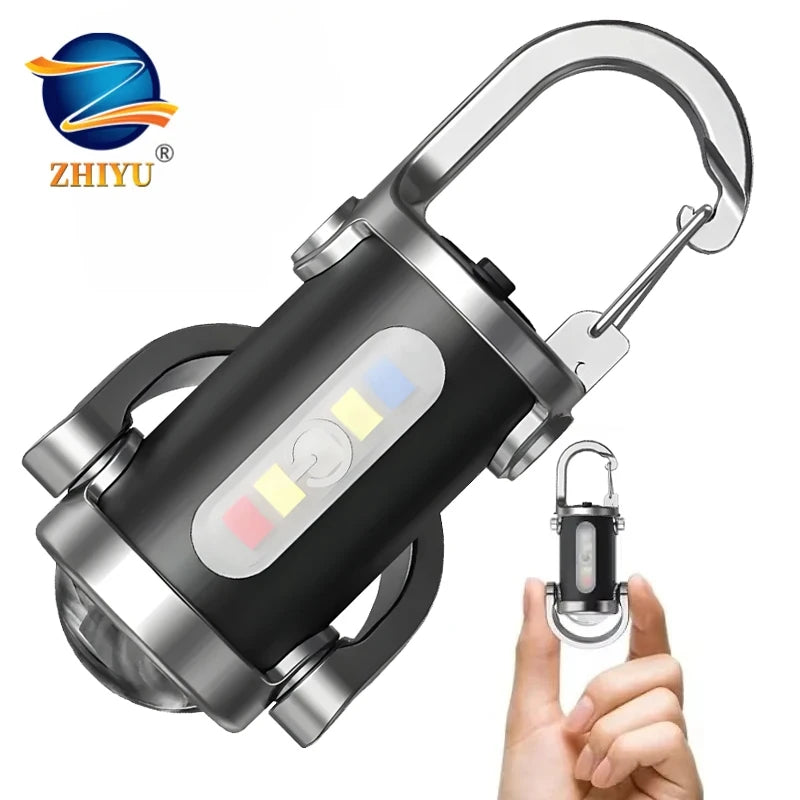Mini LED COB Flashlight – USB Rechargeable Torch, 6 Modes