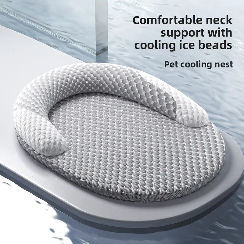 Ice Silk Cooling Dog & Cat Bed – Oval Breathable Pet Nest