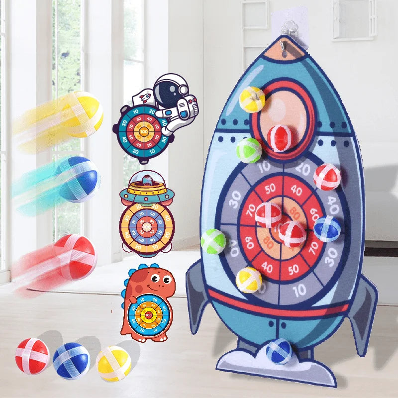 Montessori Sports Toy Sticky Ball Dart Board Target Game Kids Outdoor