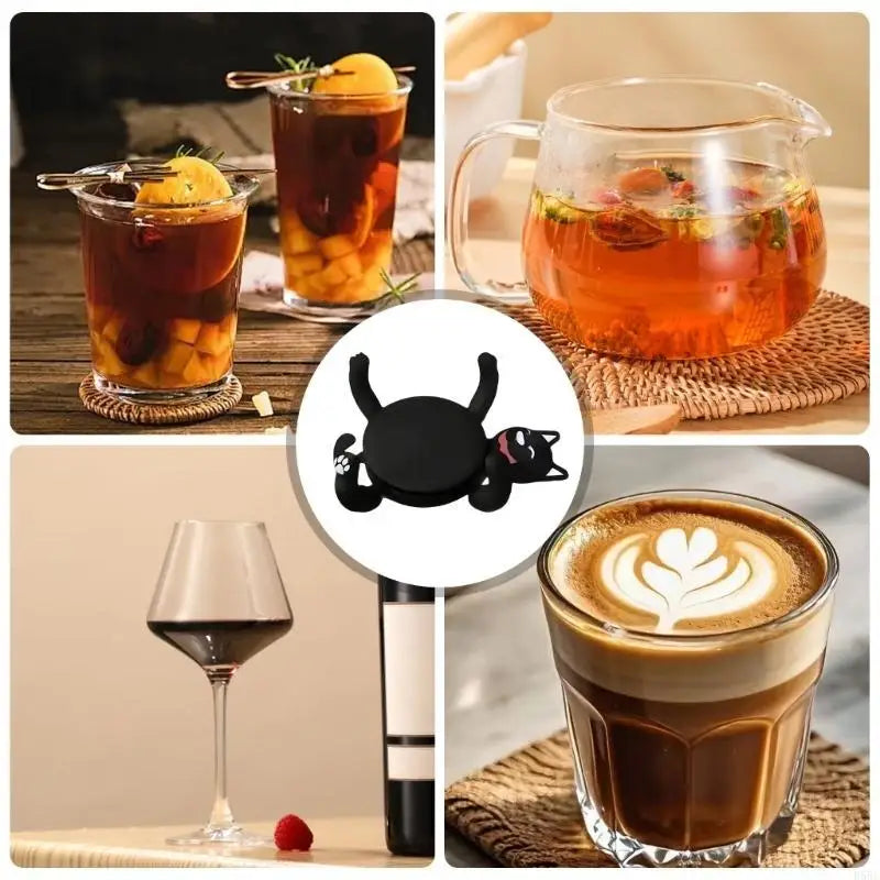 Funny Cats Heat Insulation Tabletop Drink Nonslip Cup Holder Desktop Decoration for Coffee and Milk Cup Zpaxo