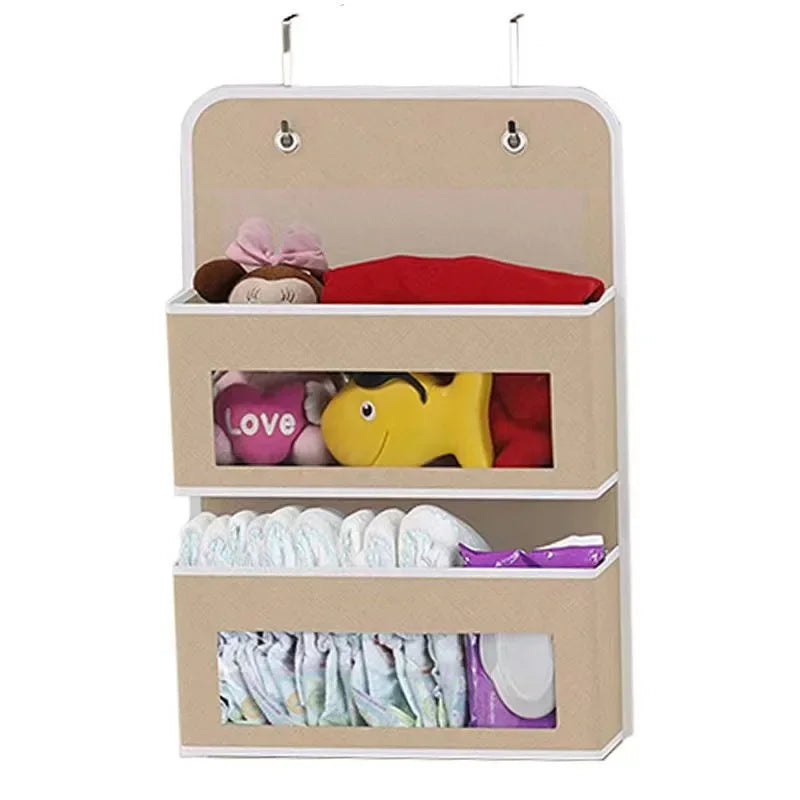 5/4/2-Shelf Hanging Storage Organizer - Behind Door, Anti-Tilt, 5 Large Capacity Pockets, Suitable for Bedroom, Bathroom Zpaxo 2 grids beige