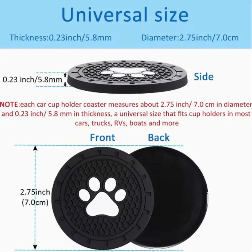 Paw Print Design Car Cup Holder Coaster Strong Wear-resistan Round Zpaxo