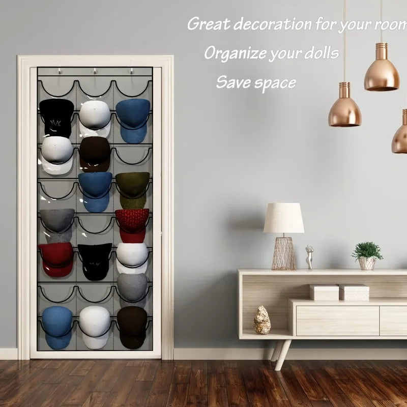 24-Pocket Hat Organizer Over-door Baseball Cap Storage Bag Dust-proof