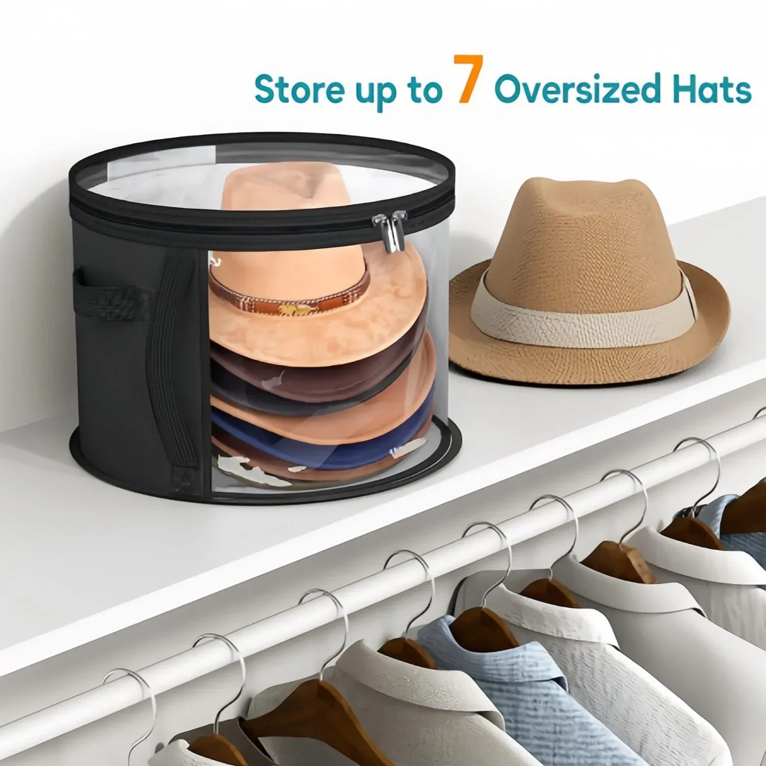 Foldable Round Hat Storage Bag with Handle & Clear Window Hat Storage Bag Zpaxo