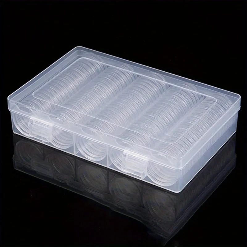 Box Coin Capsules Plastic Storage Organiser Collection Supplies Round