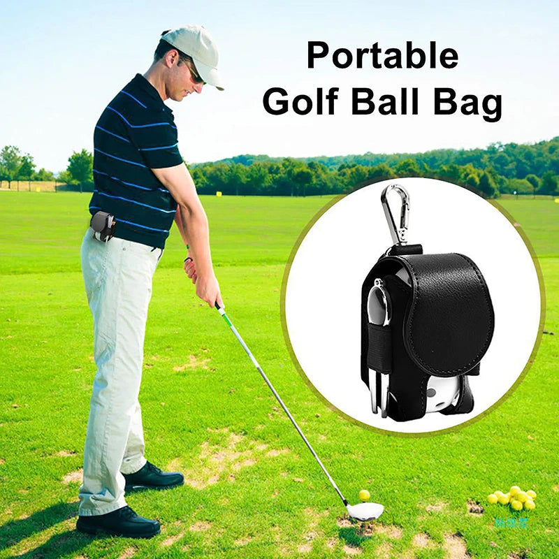 Mini Golf Ball & Tee Bag – PU Leather Belt Clip Waist Pouch