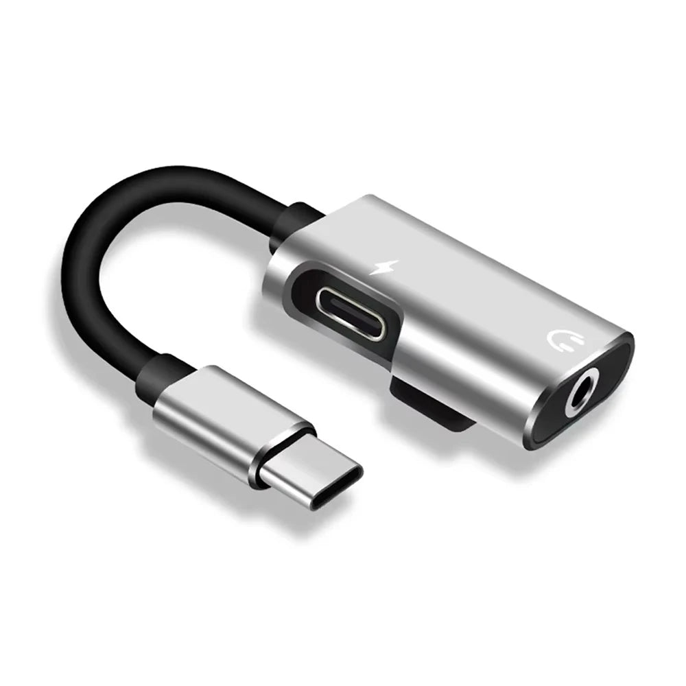 USB-C to 3.5mm Audio Adapter – 2-in-1 Splitter & Charger USB-C Audio Adapter Zpaxo Silver