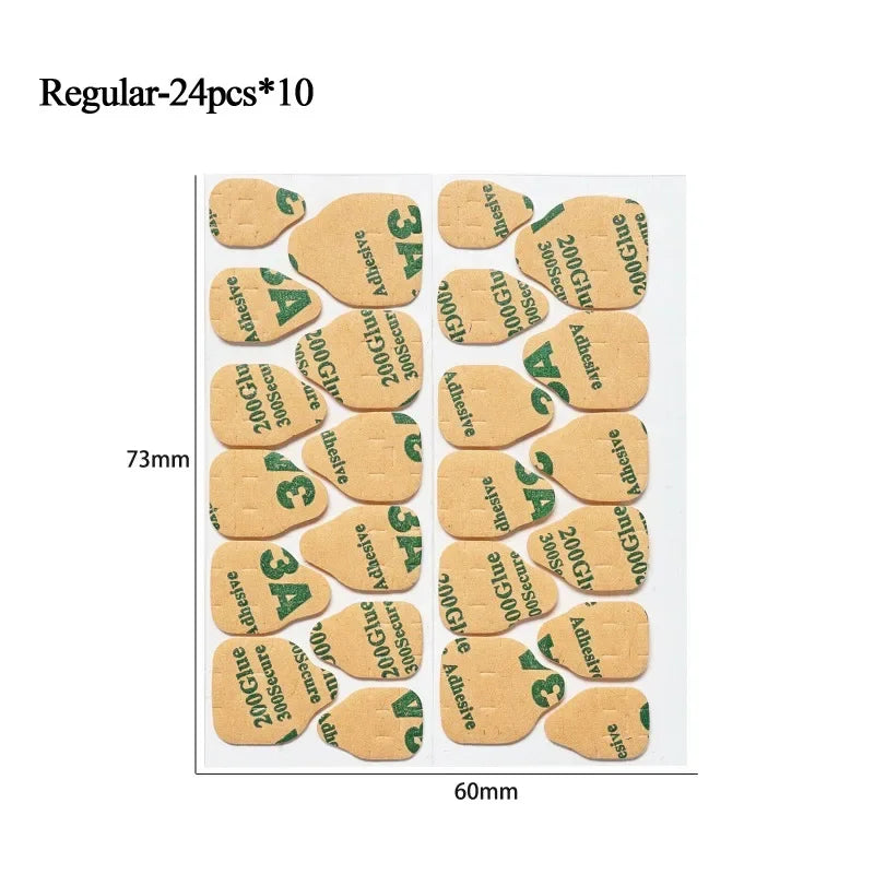 Double Side Nail Jelly Glue False Nail Art Adhesive Tape Transparent Glue Stickers DIY Reusable Manicure Nails Accessories Salon Zpaxo Regular 24pcs x10