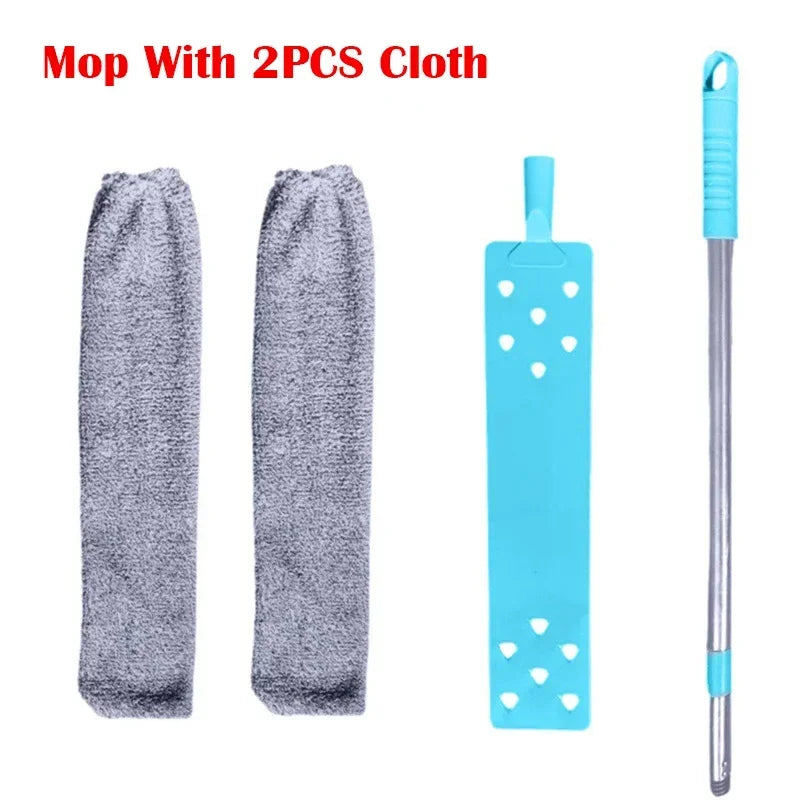 Long Handle Mop Telescopic Duster Brush Gap Dust Cleaner Bedside Sofa Zpaxo Mop With 2PCS Cloth
