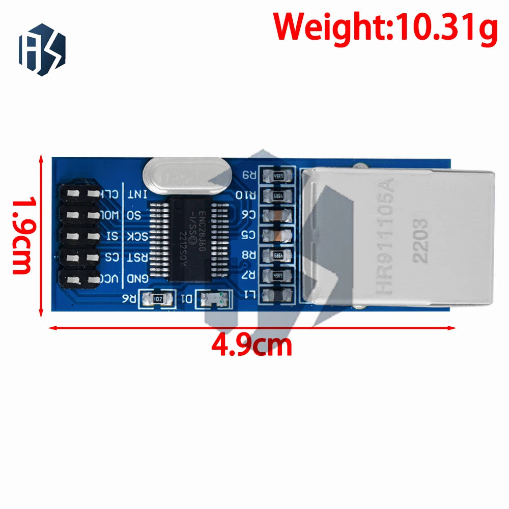 1PCS ENC28J60 Ethernet LAN Network Module SPI Port For Arduino 51LPC AVR ARM PIC Zpaxo