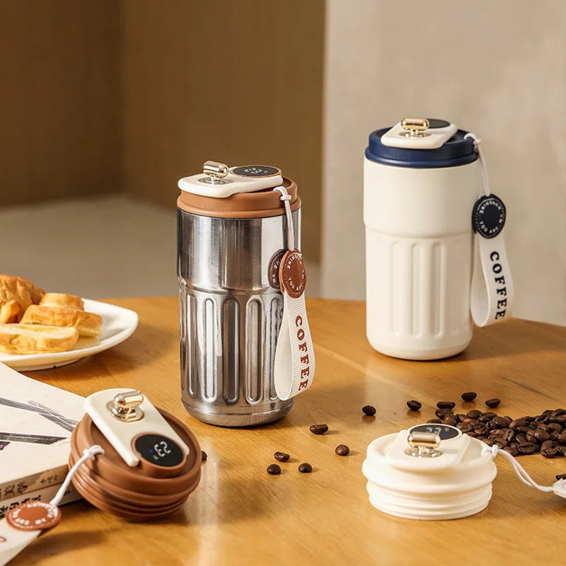 450ml Thermos Bottle Smart Display Vacuum Cup Office Coffee Cup Business Portable Temperature 316 Stainless Steel Thermal Mug Zpaxo