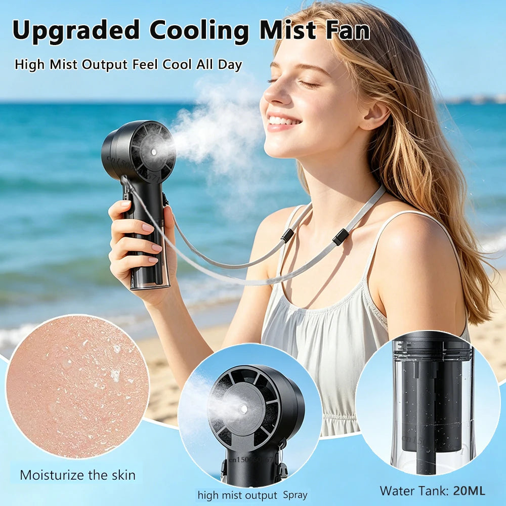 Portable Water Mist Fan Mini Handheld Humidifier 4 Speed Hanging Neck