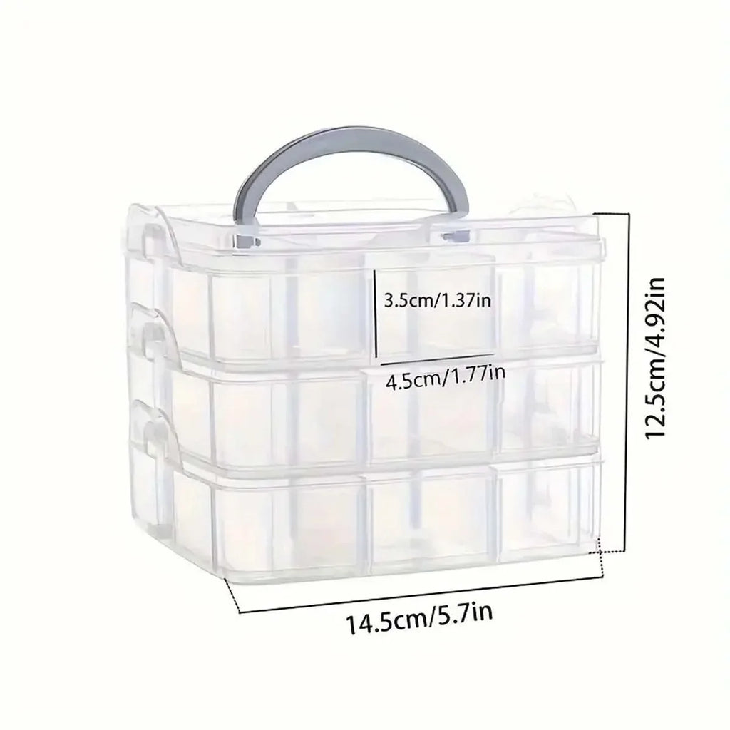 3 Tier 18-Grid Transparent Adjustable Stackable Compartment Slot Plastic Storage Box For Organizing Toys Jewelry Accessories Zpaxo 1pc