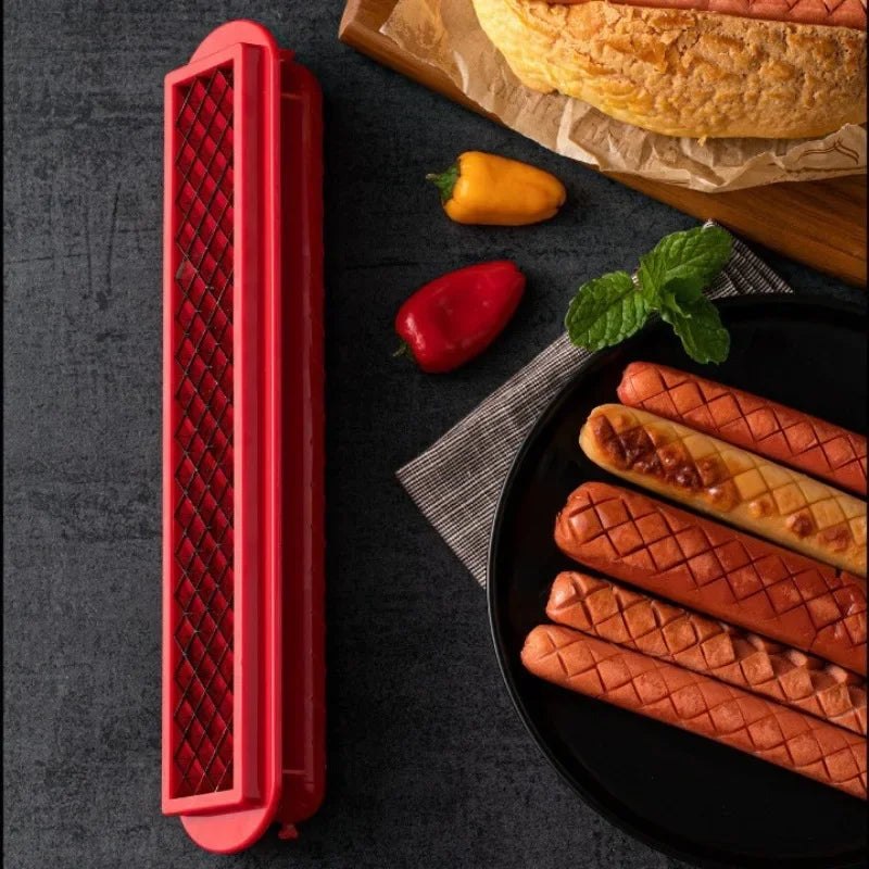 1PC Stainless Steel Multifunctional Hot Dog Slicer, Sausage Cutting Machine, Precision Mesh Kitchen Tool Hot Dog Cutters YUZI Zpaxo
