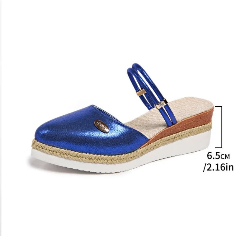 Women's Summer Fashion Espadrilles Closed Toe Wedge Sandals Buckle