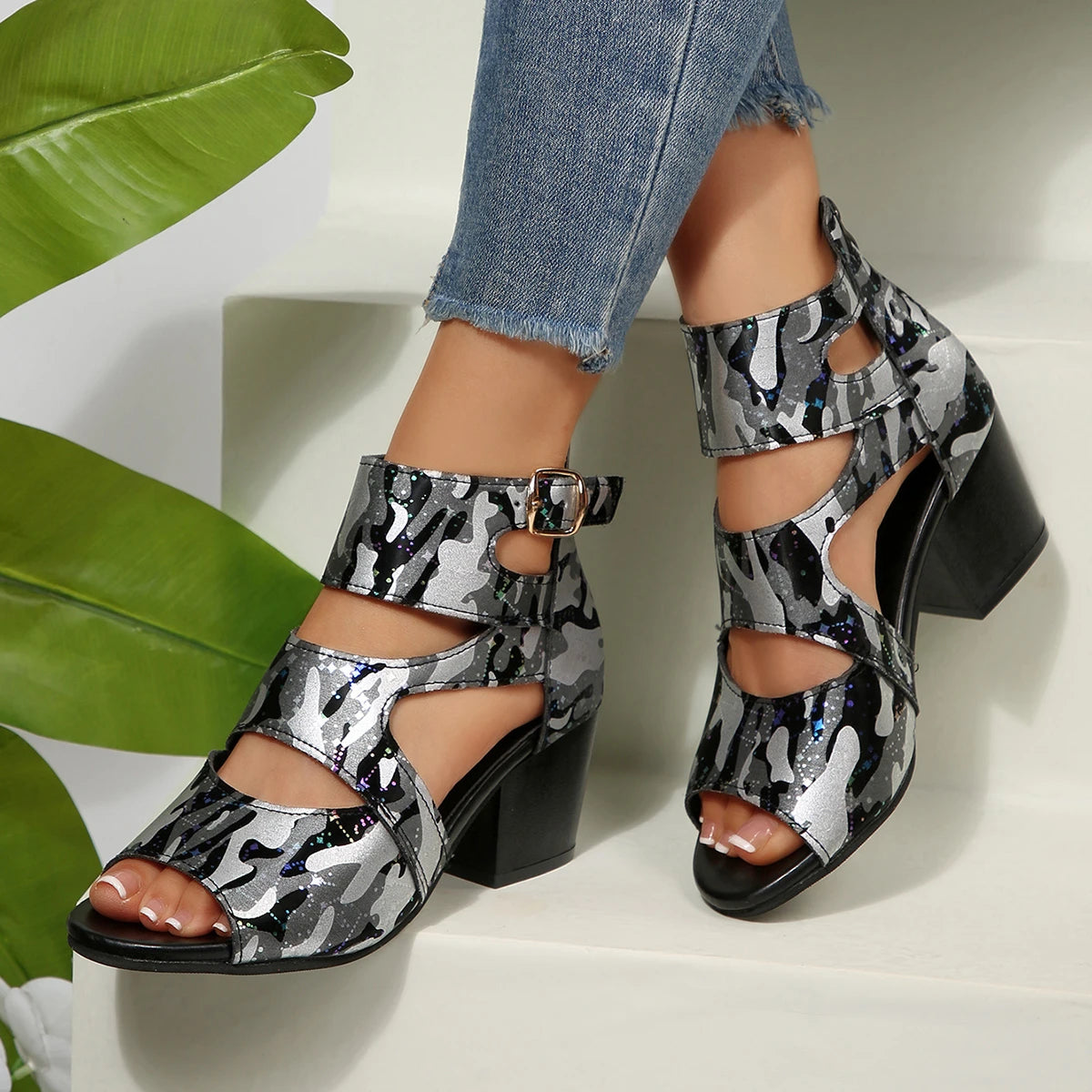 Women Sandals 2025 Sexy Shoes Designer Cross Strap Colorful Pattern Zpaxo