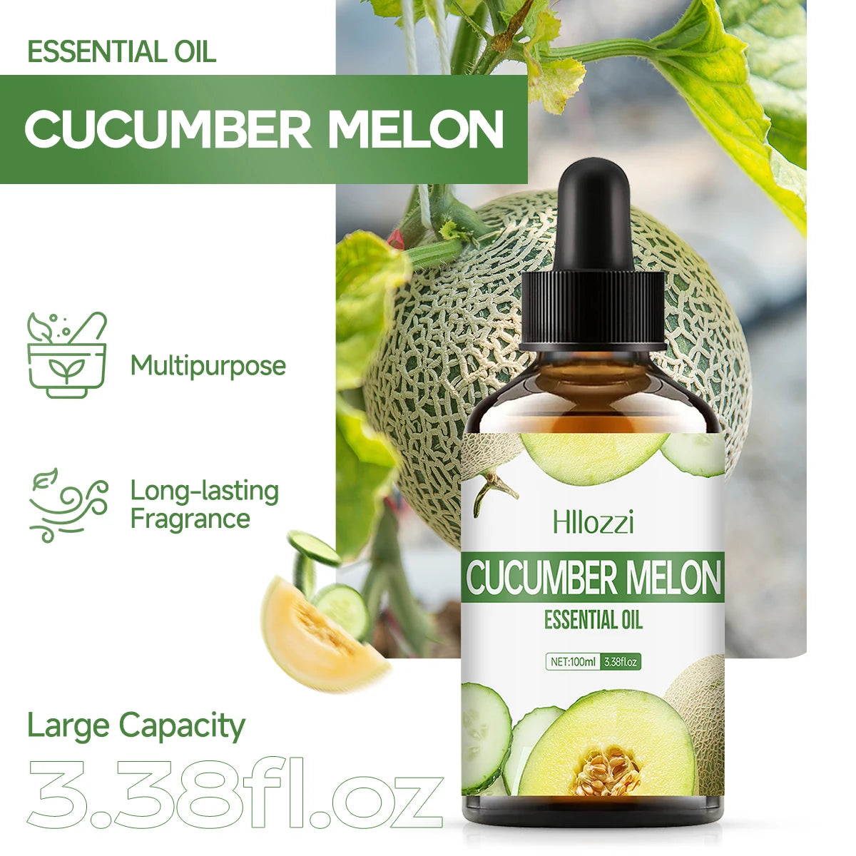 CUCUMBER MELON ESSENTIAL OIL high-quality moisturizing nourishing massage oil with refreshing scent, suitable for all skin types Zpaxo