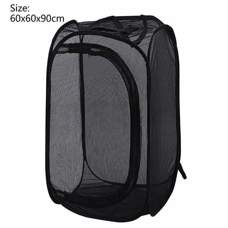Outdoor Folding Insect Breeding Cage Butterfly Cage Hatchable Mesh Breathable Light Transmitting Insect Observation Box Cage Zpaxo BlackEdgeBlackNet L
