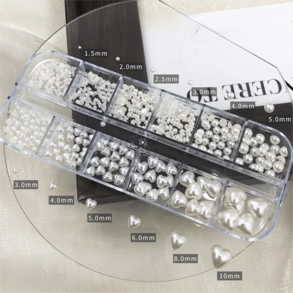 Self-adhesive Nail Art Decorations 12 Grids Box Glitter DIY Zpaxo Beige