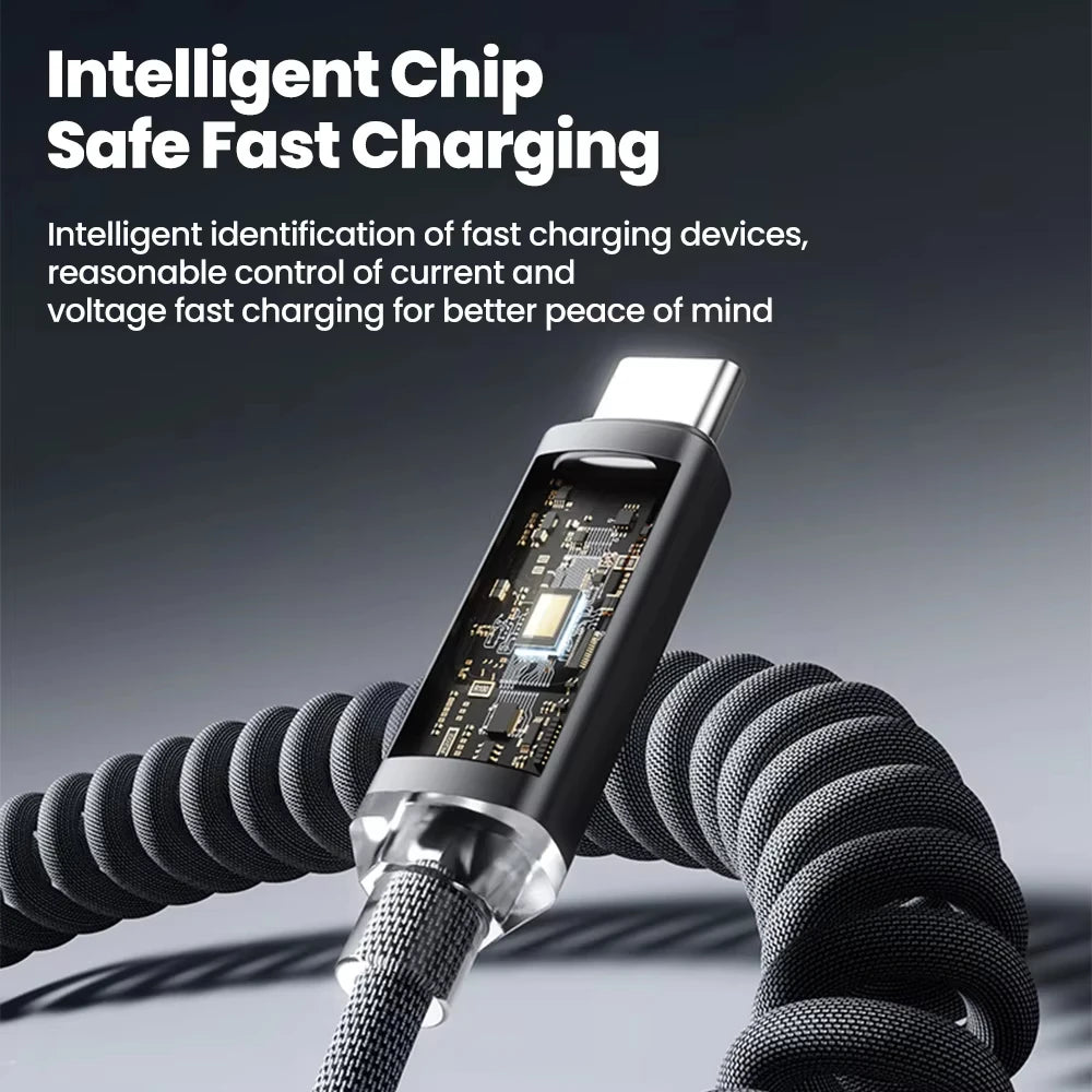 120W Retractable USB-C Fast Charging Cable – 1m & 2m USB-C Charging Cable Zpaxo