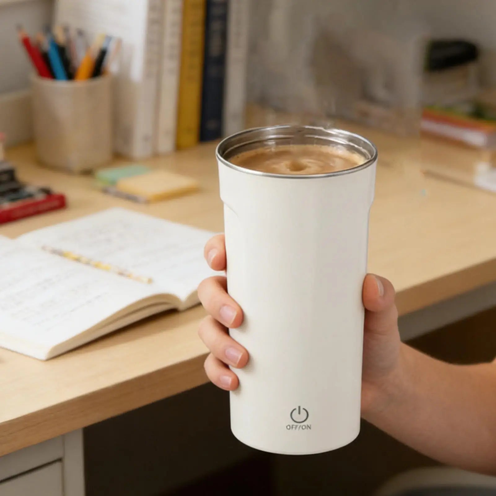 Self Stirring Cup Waterproof Straw Lid Automatic Coffee Mug Milk